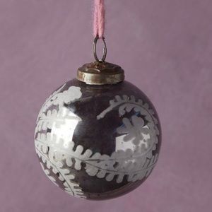 Anthropologie Silver leaf etched OrnamentNWT